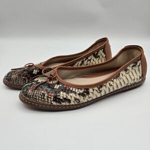 Cole Haan Cloud All Day Ballet Flats Leather Snake Print Shoes Size 8